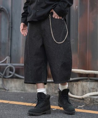 WEGO 【SMLサイズ展開】チェーン付きバルーンショーツ デニムブラック