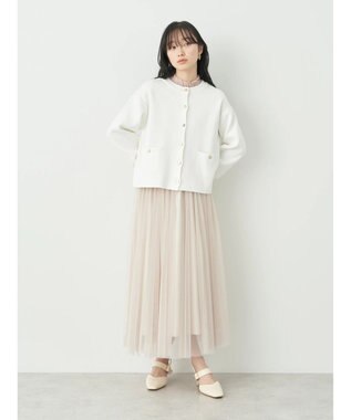 earth music&ecology チュールフレアスカート Light Beige