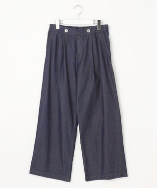 J.PRESS LADIES L 【洗える】5ozバージラコンパクト ワイド パンツ ネイビー系