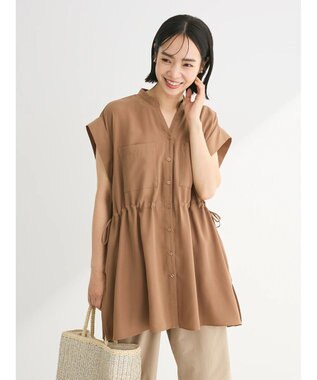 Green Parks ウエストドロストフレンチスリーブチュニック Light Brown