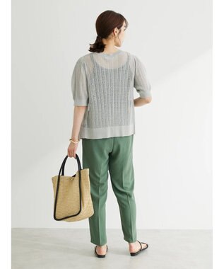 Green Parks すかし柄コンパクトシアーカーディガン Gray