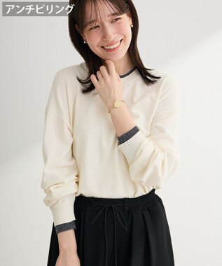 Green Parks アンチピリングレイヤード風ニットプルオーバー