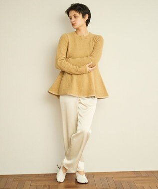 #Newans 【洗える】フレアシルエットチュニックニット ベージュ系