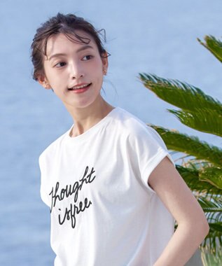 Tiaclasse 【洗える】立体刺繍ロゴTシャツカットソー オフホワイト