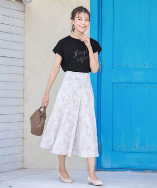 Tiaclasse 【洗える】立体刺繍ロゴTシャツカットソー ブラック