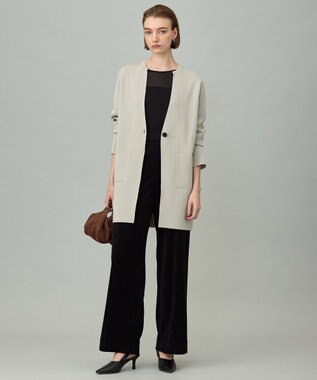 ICB L 【洗える】 アセテートミラノ ロングカーディガン トープ系