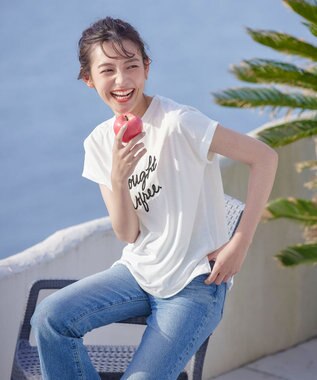 Tiaclasse 【洗える】立体刺繍ロゴTシャツカットソー オフホワイト