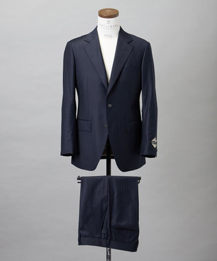 シワになりにくい【御幸毛織/みゆきけおり】Superio160 スーツ_ネイビーストライプ