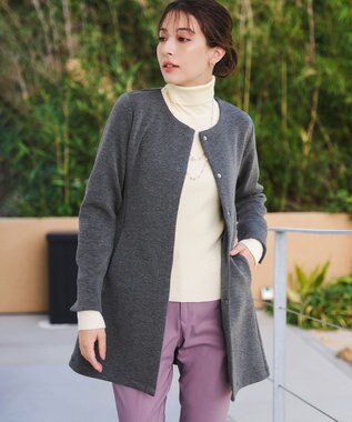 Tiaclasse L 【洗える】ダンボールフレアコート チャコールグレー