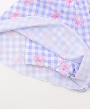 ANY KIDS 【UVカット】2WAYショルダーセパレート水着 ラベンダー×ラベンダーチェック