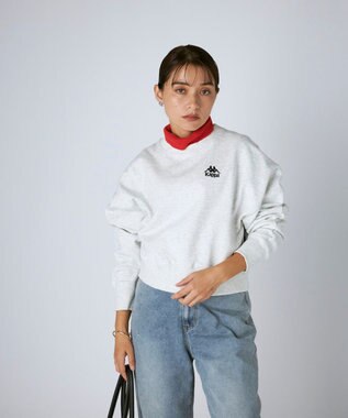 OP／FILA 【Kappa】ショート丈 ドロップショルダー 裏毛スウェット ライトグレー