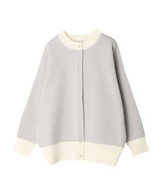 Green Parks ストライプＪＱカーディガン Gray