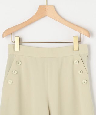 組曲 【洗える】ライトツイルストレッチセーラー パンツ グリーン系