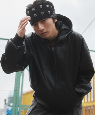 WEGO エコレザーフードブルゾン ブラック