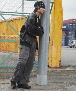 WEGO エコレザーフードブルゾン ブラック