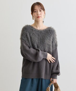 Green Parks ・Ｐｅｔｉｔ　Ｆｌｅｕｒ　シャギーキリカエニット Charcoal Gray