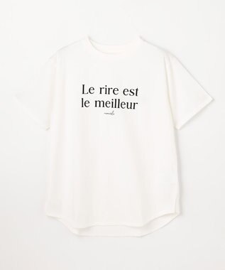 ANY アソートロゴラウンドヘムTシャツ ホワイト×フロッキーロゴ