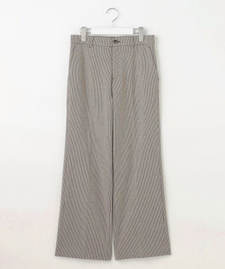 自由区 【撥水加工・洗える】TRギャバチェック柄ストレート パンツ ベージュ系チェック