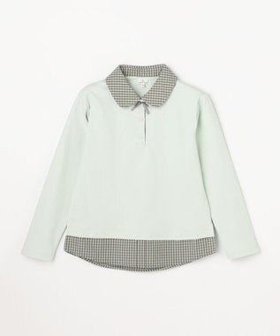 組曲 KIDS 【150-160㎝】 ミニチェック レイヤードトップス ミント