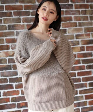 Green Parks ・Ｐｅｔｉｔ　Ｆｌｅｕｒ　シャギーキリカエニット Gray Beige