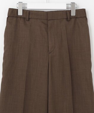 自由区 【接触冷感・速乾・UVカット・撥水・防シワ】リネンライクツイル ワイドストレート ダークブラウン系