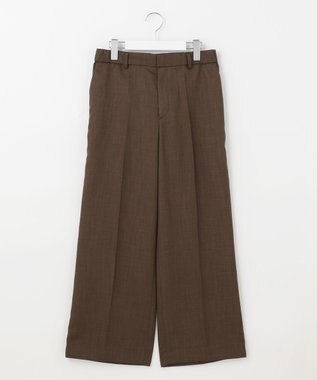 自由区 【接触冷感・速乾・UVカット・撥水・防シワ】リネンライクツイル ワイドストレート ダークブラウン系