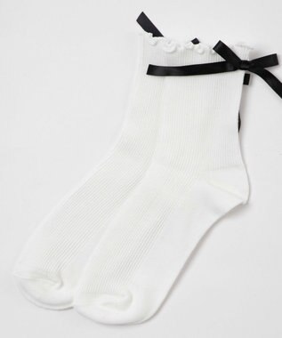 WEGO バックリボンクルーソックス ホワイト