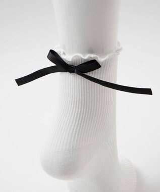 WEGO バックリボンクルーソックス ホワイト