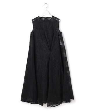 23区 【エステータ】シャドーチェック アシンメトリー ワンピース ブラック系