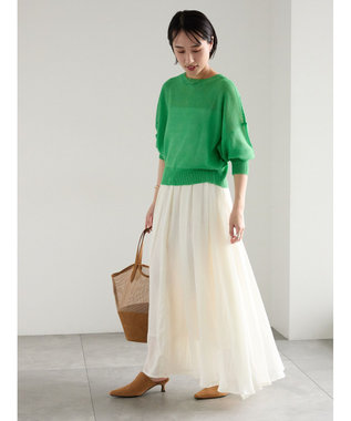 Te chichi 【WEB限定カラーあり】ペーパータッチヤーン2wayメッシュニット グリーン