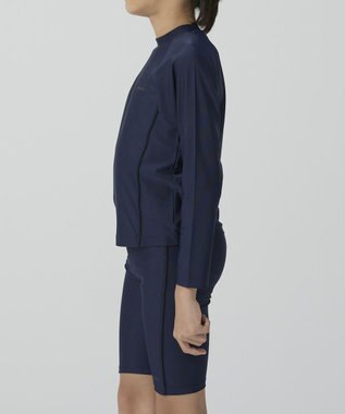 BEAMS SCHOOL 長袖被りラッシュガード ネイビー×ブラック