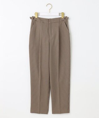 ANY SIS 【洗える】サイドバックルタックテーパード パンツ ブラウン系チェック
