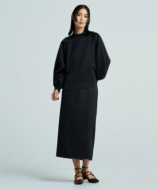 uncrave 【洗濯機洗い可】サテン ドロストスカート（uncrave WHITE） ブラック