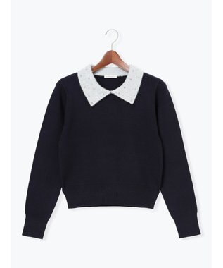 Te chichi ラメフェザーデコラカラーニット ブラック