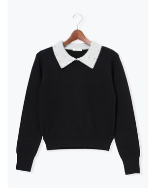 Te chichi ラメフェザーデコラカラーニット ブラック