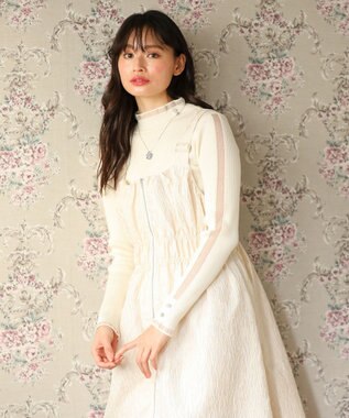 Green Parks ・ｓｗｉｎｇ　ｂｙ　シフォンフリルリブハイネック Ivory