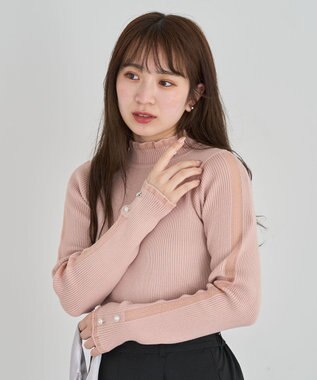 Green Parks ・ｓｗｉｎｇ　ｂｙ　シフォンフリルリブハイネック Pink