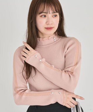 Green Parks ・ｓｗｉｎｇ　ｂｙ　シフォンフリルリブハイネック Pink