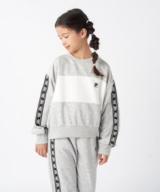 OP／FILA 【FILA】モノクロカラークルーネックスウェット/キッズ 杢グレー