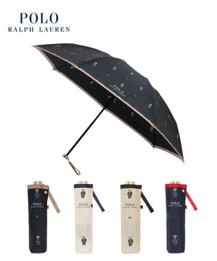 MOONBAT POLO RALPH LAUREN （ポロ ラルフローレン）折りたたみ傘 FLAG BEAR ポロベア ドット 大きめ55cm ブラック
