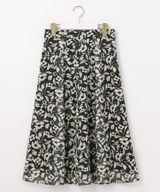 ANY SIS L 【洗える】メッシュフラワープリント スカート モノトーン系