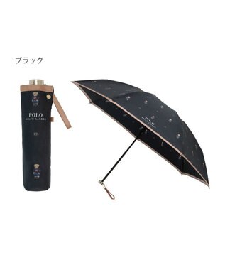 MOONBAT POLO RALPH LAUREN （ポロ ラルフローレン）折りたたみ傘 FLAG BEAR ポロベア ドット 大きめ55cm ブラック