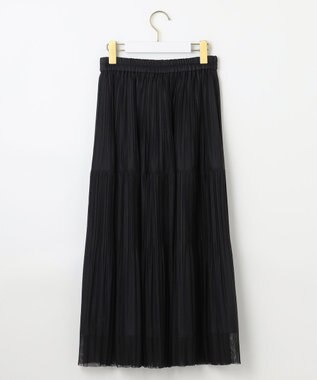 ANY SIS 【洗える】シアーストライププリーツ スカート ブラック系