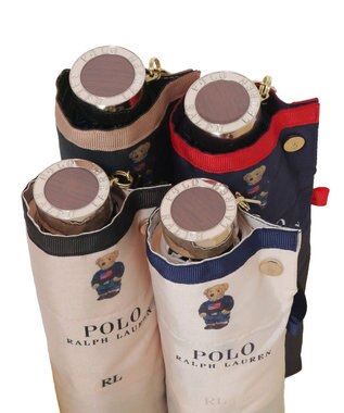 MOONBAT POLO RALPH LAUREN （ポロ ラルフローレン）折りたたみ傘 FLAG BEAR ポロベア ドット 大きめ55cm ブラック