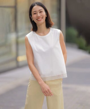 J.PRESS LADIES 【レイヤードスタイルに】コットンスムース ノースリーブ カットソー ホワイト系