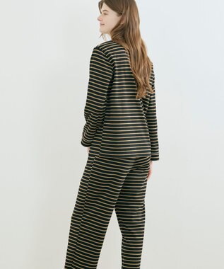 une nana cool 【綿混】ポンチボーダーパジャマ ブラウン