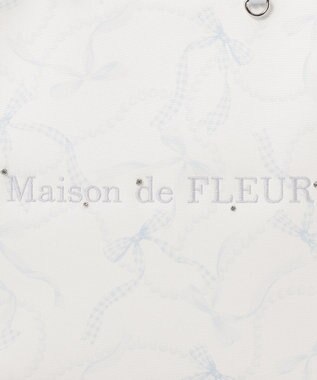 Maison de FLEUR リボンパールプリントマルチポケットトートバッグ Blue