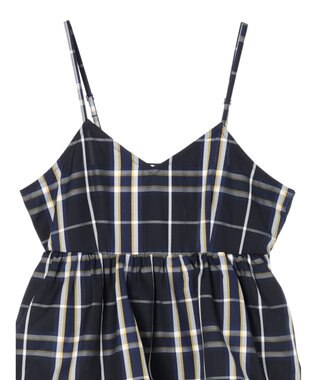 Green Parks ・ＳＵＧＡＲ　ＳＰＯＯＮ　チェックラッフルキャミワンピース Navy