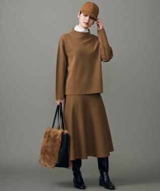 自由区 【セットアップ対応】ウールミラノボトルネック ニット モカ