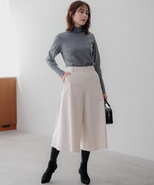 組曲 【WEB限定】ウールライクストレッチ フレアパンツ アイボリー系